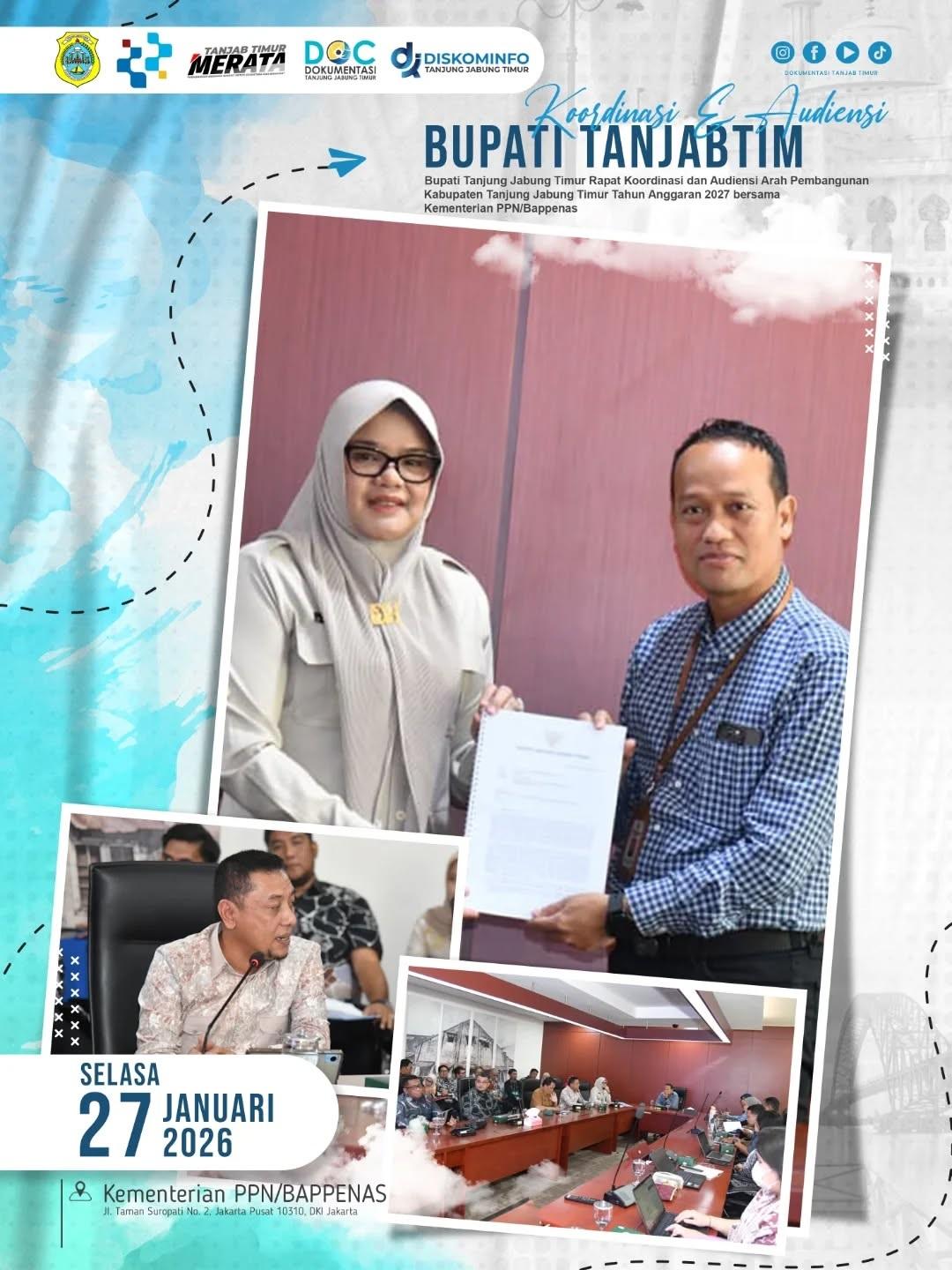 Rapat Koordinasi dan Audiensi Arah Pembangunan Kabupaten Tanjung Jabung Timur Tahun Anggaran 2027 bersama Kementerian PPN/Bappenas